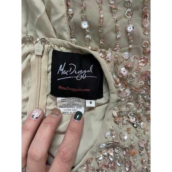 Mac Duggal 93603 Nude Sequined High Neck Sleeveless Column Gown Size8 - Picture 8 of 8